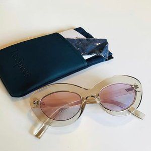 LE SPECS RETRO CAT EYE PINK LENS SUNGLASSES